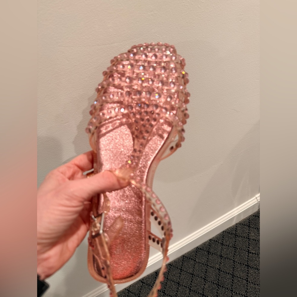 Free people baby pink rhinestone jellies.